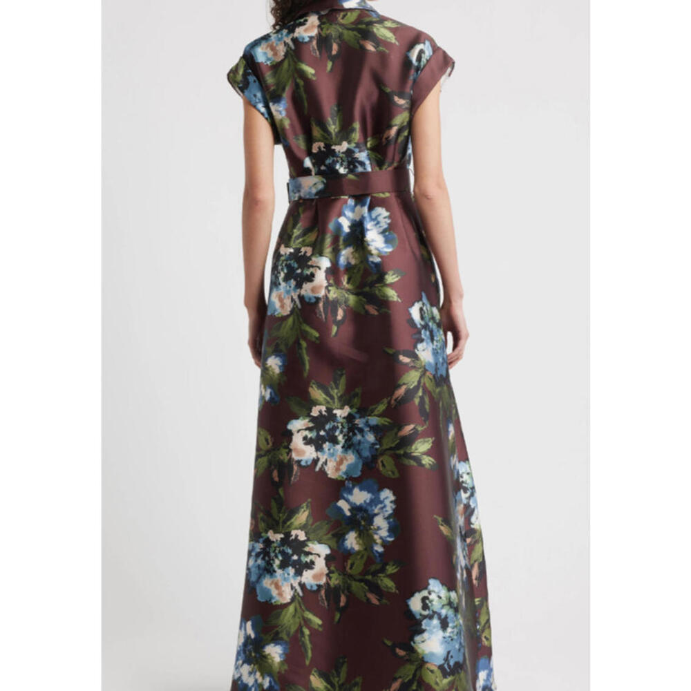 NEW Julia Jordan Women's Floral Print Belted Satin Gown Multi Sz 8 #LD552 - Picture 3 of 11